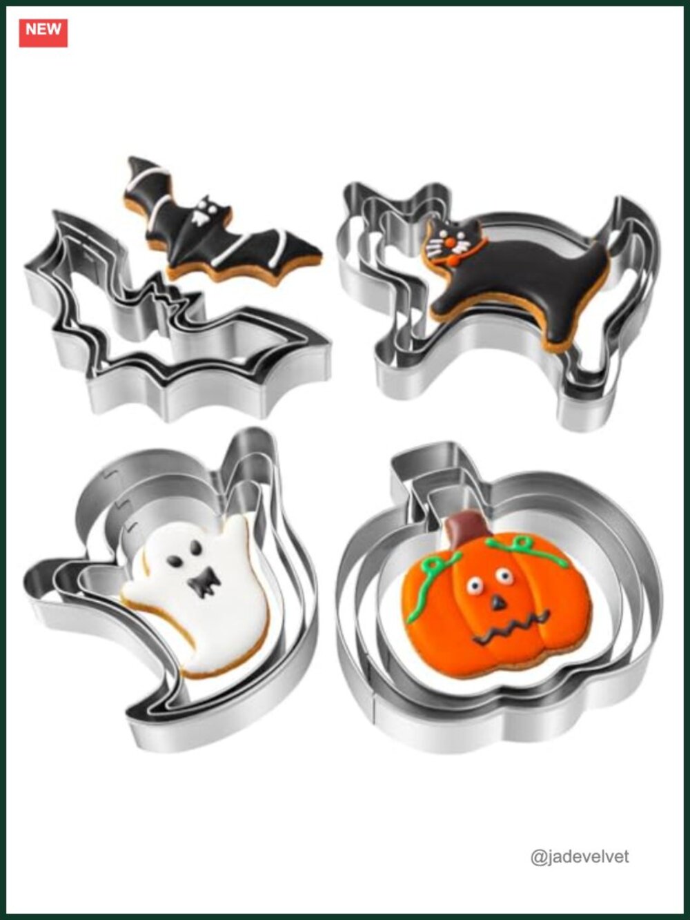 Halloween Cookie Cutters Set 12 Pc Stainless Steel Pumpkin Ghost Bat